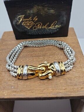 Vintage Park Lane Two-Tone Multi-Strand Chain Bracelet with Magnet Clasp 7 In.
